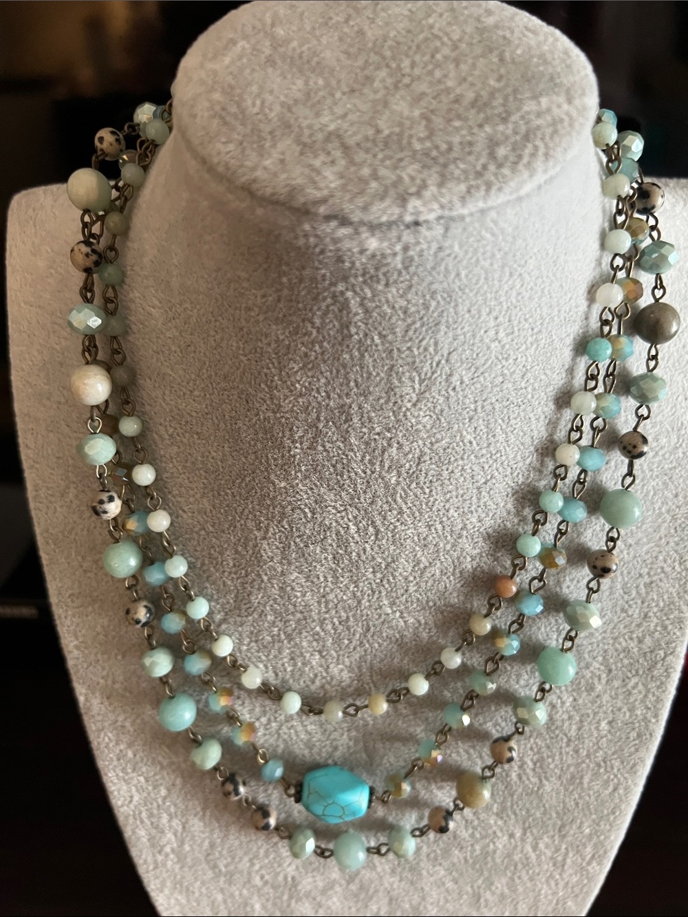Multi-Strand Turquoise Bead Magnetic Necklace 2 for 1 - Women Jewelry